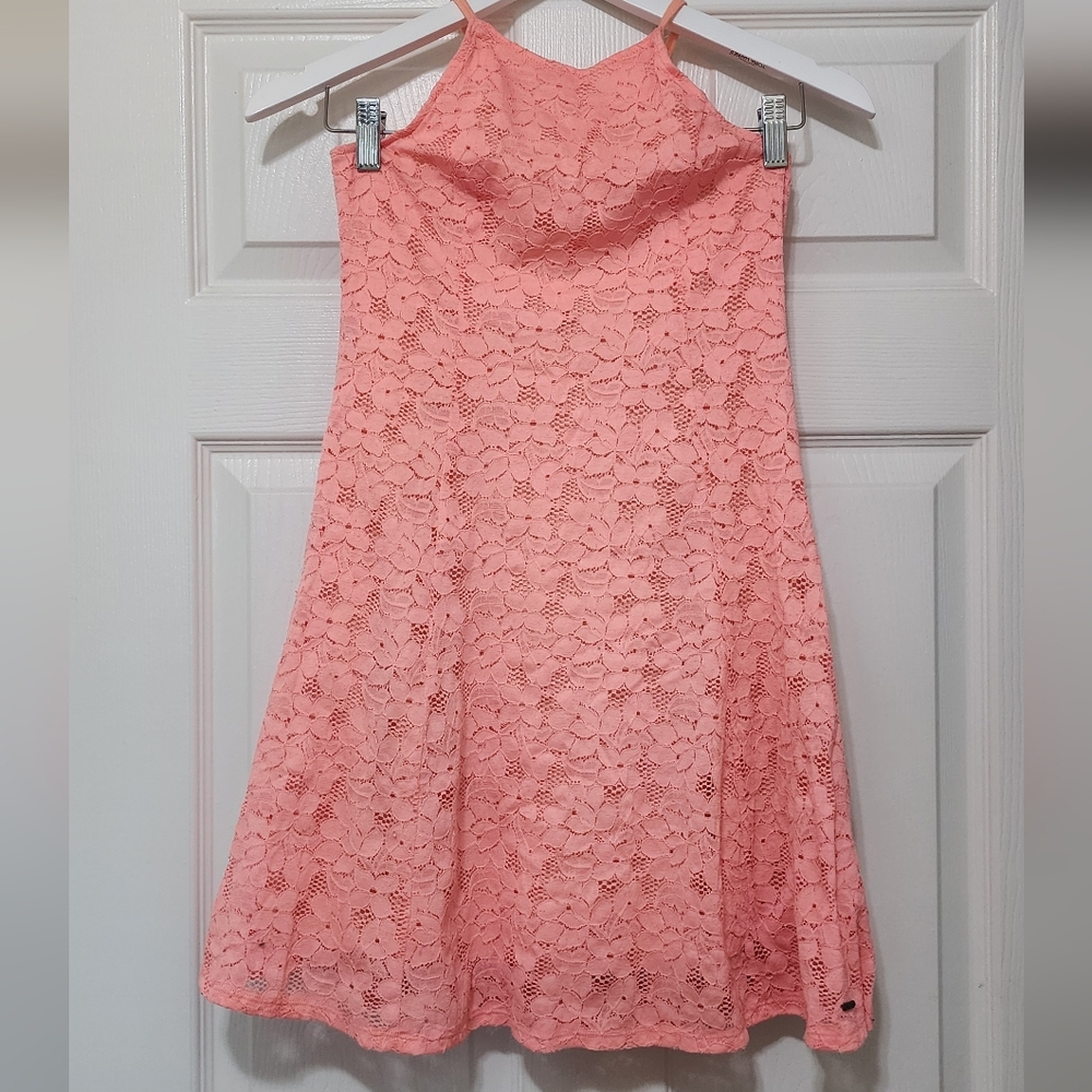 Peach Lace Sleeveless Dress